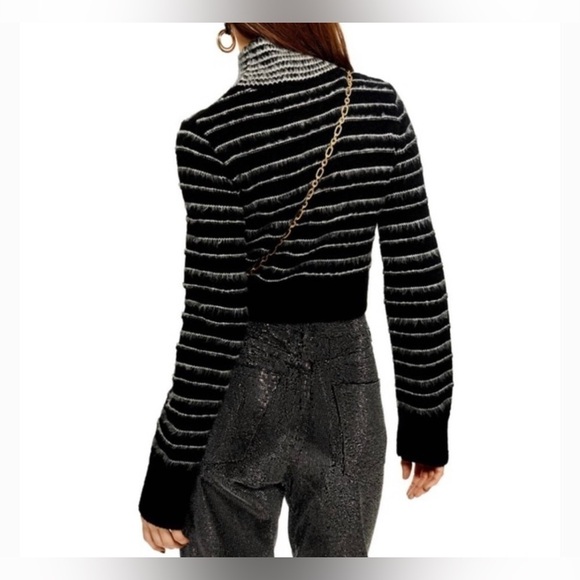 TOPSHOP Rock ‘N Roll stripe crop turtleneck size 10 VGUC - Picture 9 of 11